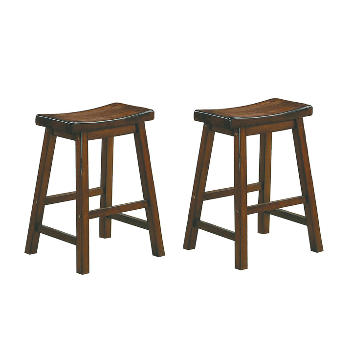 Set Of 2, Saddleback Warm Cherry Finish 24"H Stool