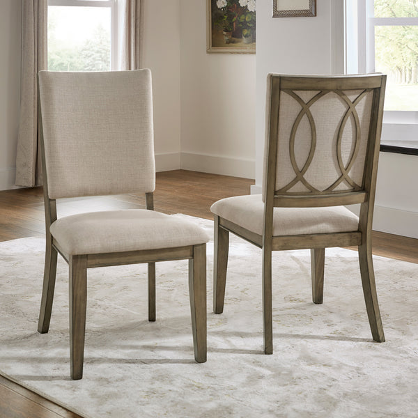 Antique Beige Fabric Dining Chairs (Set of 2)