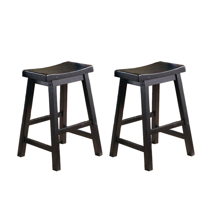 Set Of 2, Saddleback Black Sand-Through Finish 24"H Stool