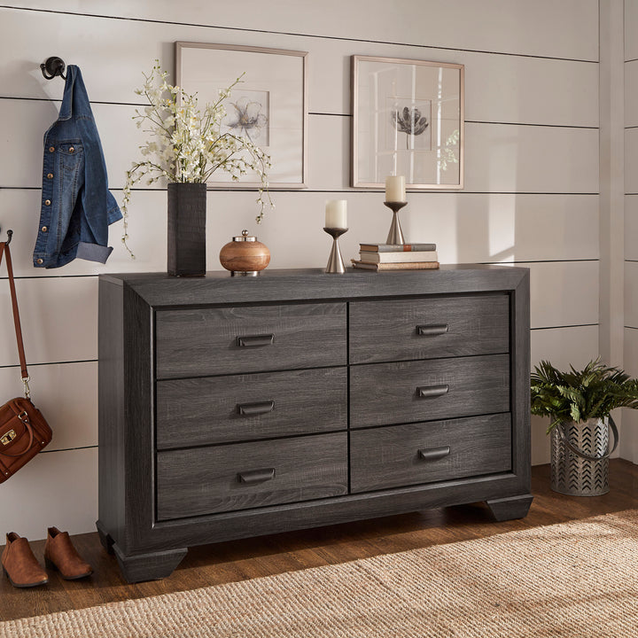 Grey Panel 6-Drawer Dresser - Dresser Only - Dresser Only