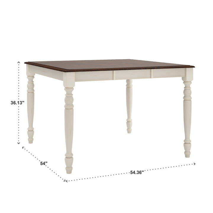 Counter Height Two-Tone Extending Dining Set - Antique White, Slat Back, 7-Piece Set