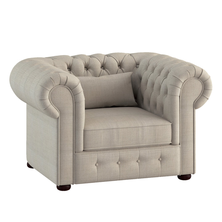 Savonburg Neutral Tone Fabric Chair With 1 Pillow