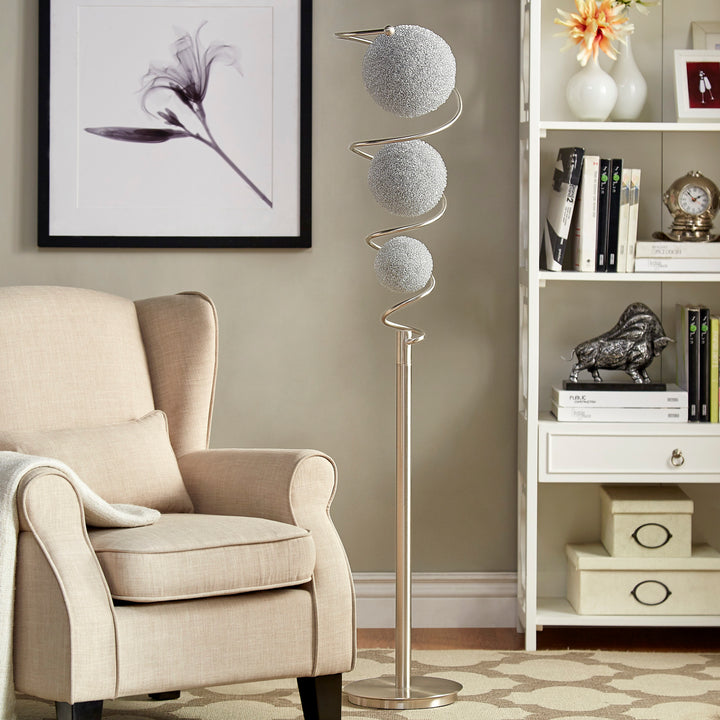 Orbital Brushed Nickel Finish Aluminum Floor Lamp