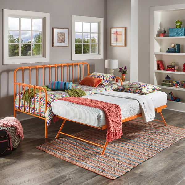 Orange Finish Daybed With Lift-Up Trundle - Orange - Orange