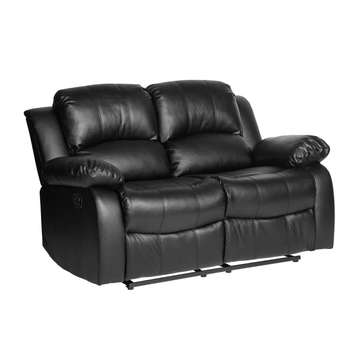 Cranley Black Bonded Leather Double Reclining Loveseat