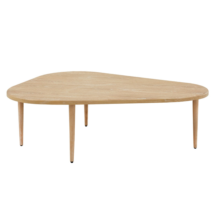 Wood Finish Teardrop 3 Legs Nesting Coffee Tables - Natural Finish