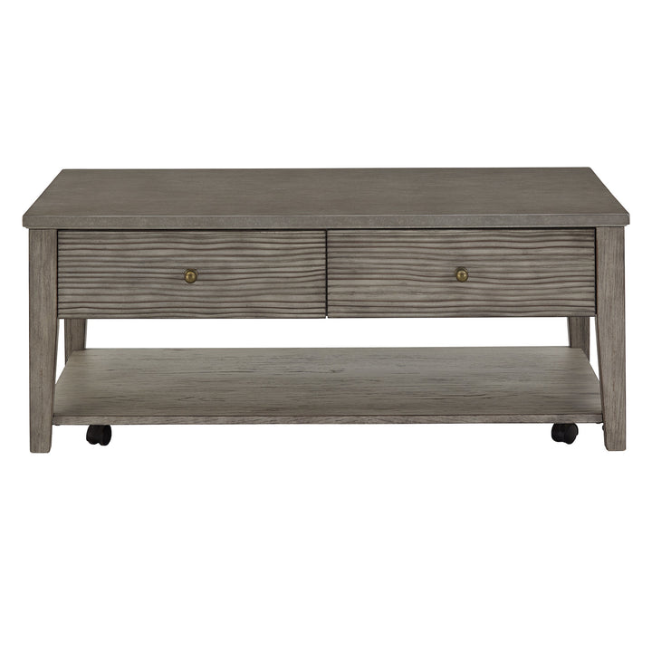 Antique Gray Finish Gray Fiber Cement Table with Self - Coffee Table