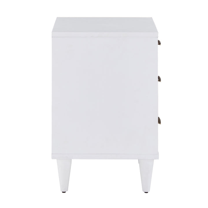 White and Natural Finish 3-Drawer Nightstand