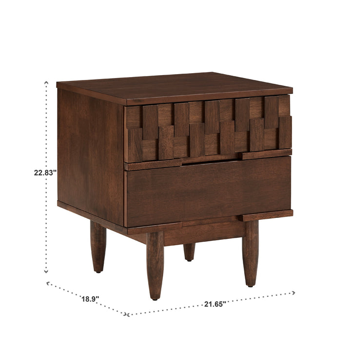 Mid-Century Brown Finish 2-Drawer Nightstand