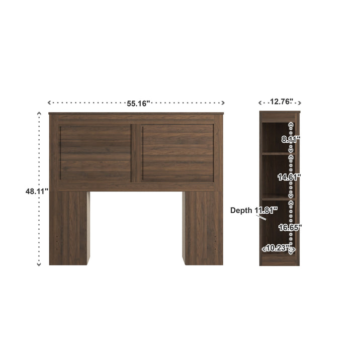 Walnut Finish Full Storage Headboard - Full