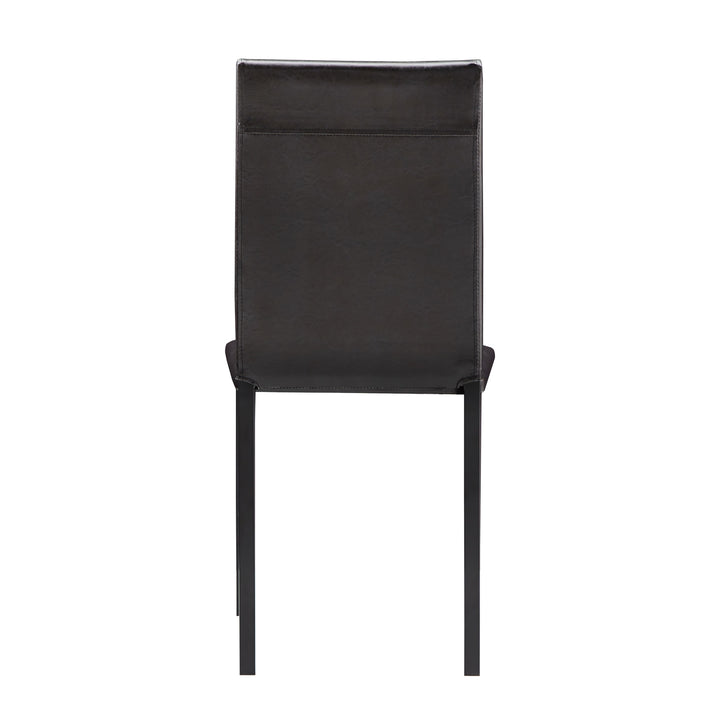 Metal Upholstered Dining Chairs - Dark Brown Faux Leather, Set of 4