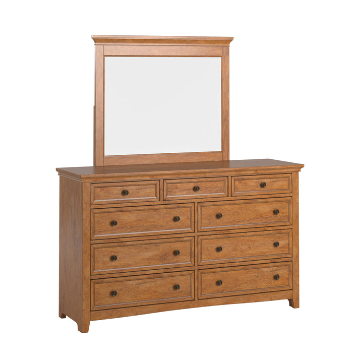 9-Drawer Wood Modular Storage Dresser - Oak Finish, Dresser and Mirror Set