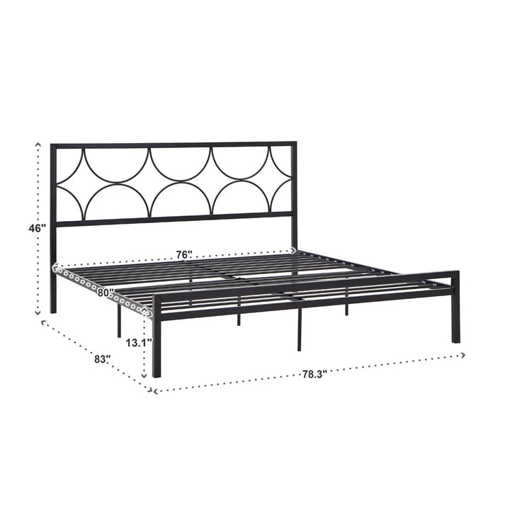 Metal Platform Bed with Twinkling Star Headboard - Black, King