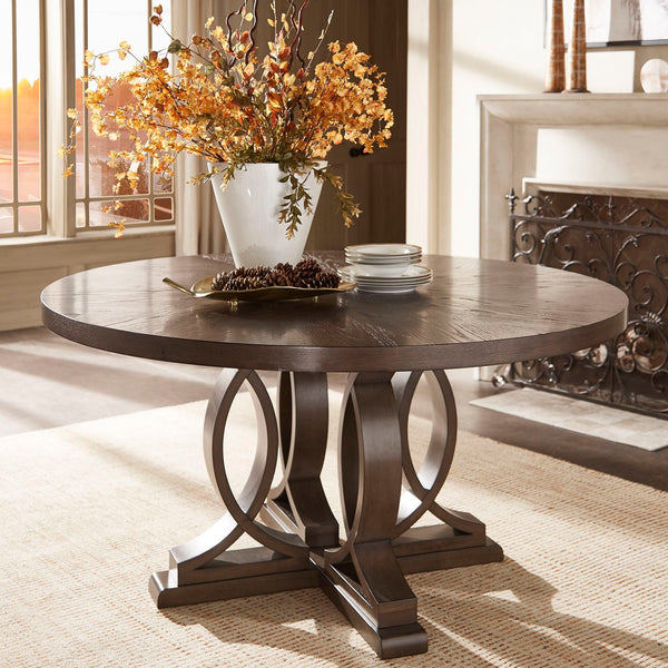 Dark Walnut Finish 60-inch Round Dinning Table