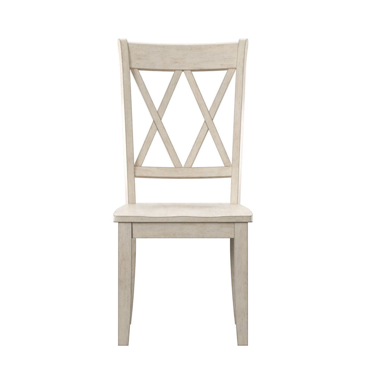 Oak Finish Oval 5-Piece Dining Set - White Finish Chairs