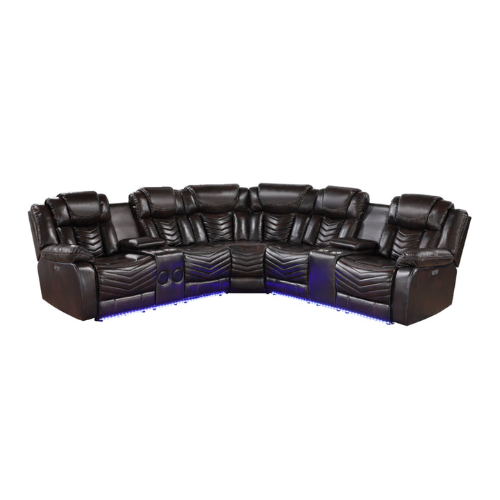 3-Piece Power Reclining Sectional with Consoles, Speakers, Subwoofer and LED Lighting