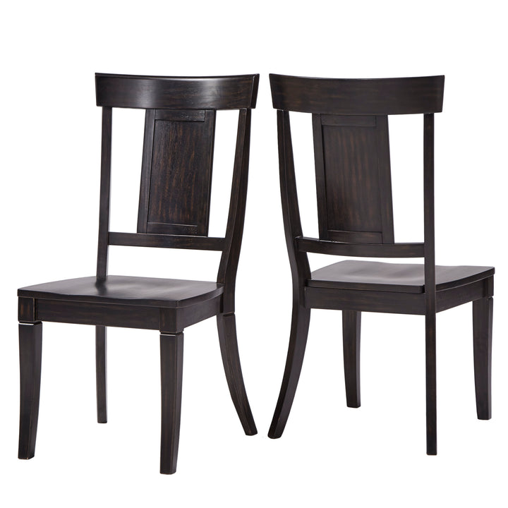 Panel Back Wood Dining Chairs (Set of 2) - Antique Black Finish