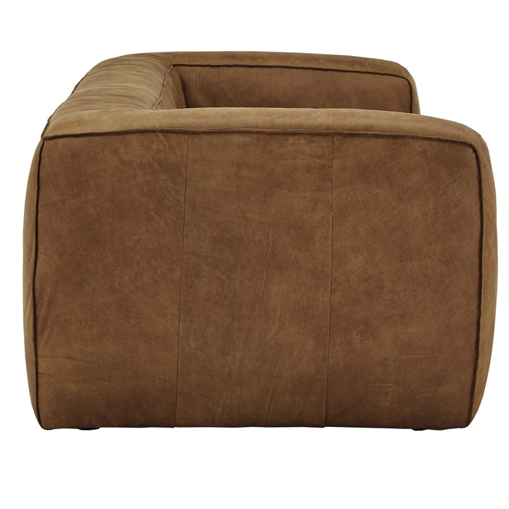 Dark Mahogany Outback Oxford Leather Sofa - Tan