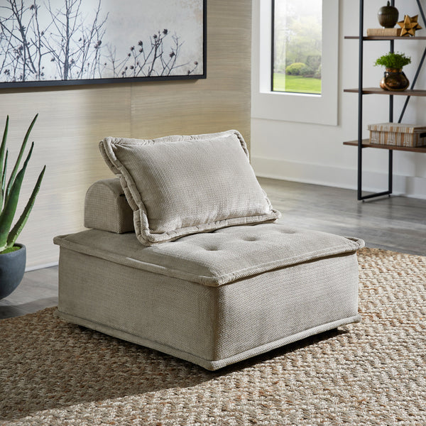 Velvet Tufted Modular Accent Chair with Pillow Back - Gray