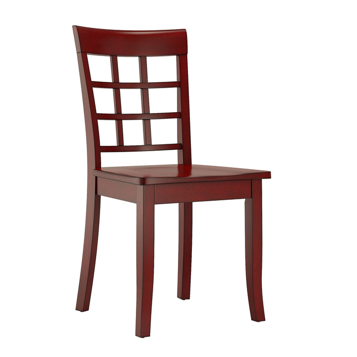 Two-Tone Round 5-Piece Dining Set - Antique Berry Finish, Window Back Chairs