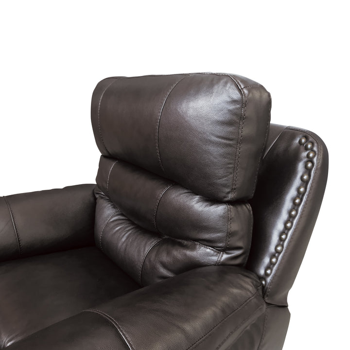 Power Reclining Chair with Power Headrest & Usb Port, Brown Top Grain Leather Match Pvc