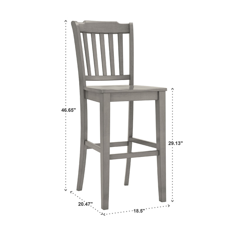 Slat Back Bar Height Chairs (Set of 2) - Antique Grey Finish