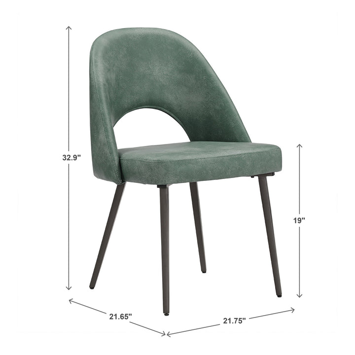 Upholstered Dining Chairs (Set of 2) - Teal PU Leather