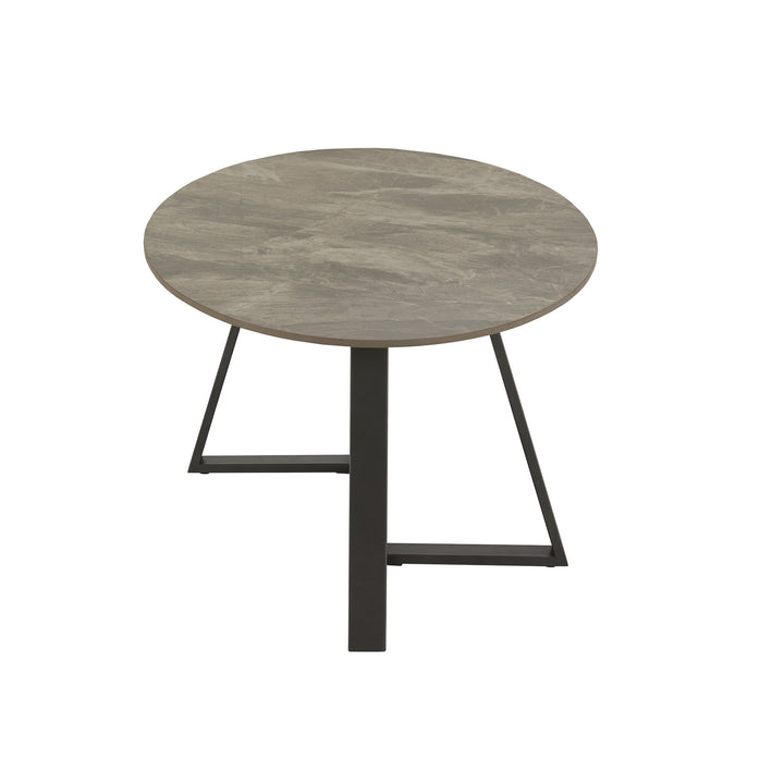 Glossy Sintered Stone with Gray Metal Base Table - Coffee and End Table Set