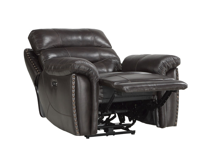 Power Reclining Chair with Power Headrest & Usb Port, Brown Top Grain Leather Match Pvc