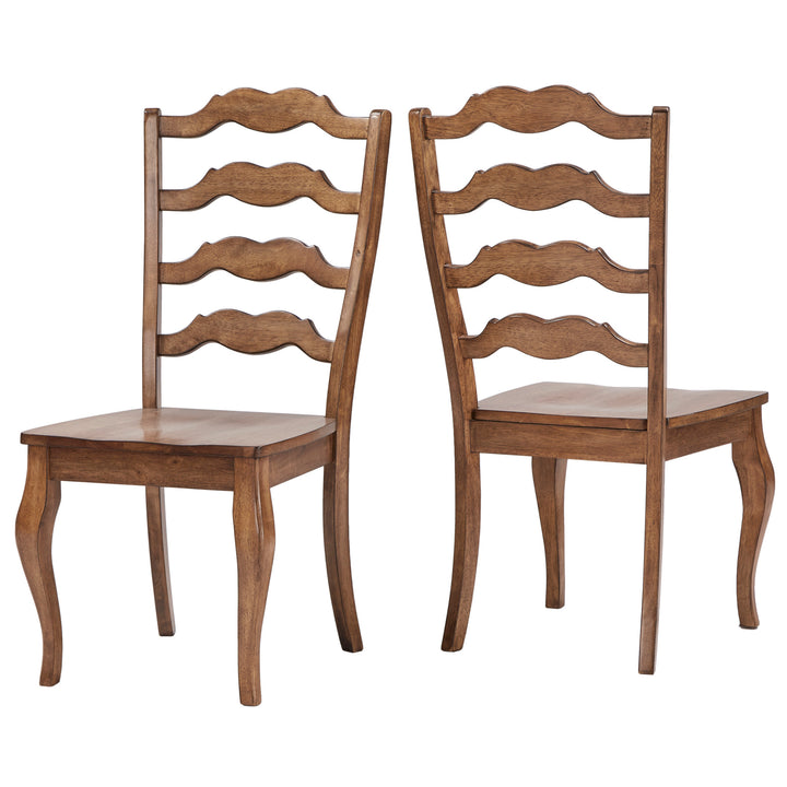 French Ladder Back Wood Dining Chairs (Set of 2) - Oak