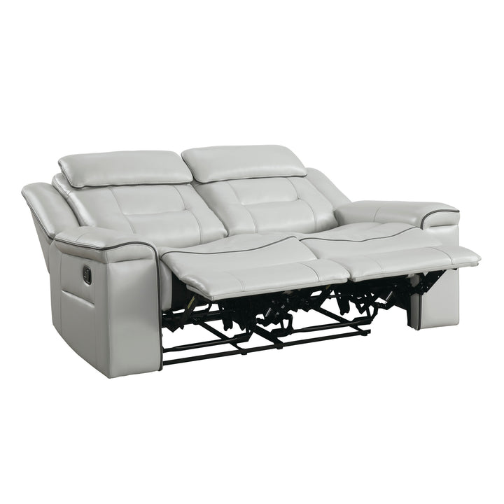 Double Lay Flat Reclining Loveseat, Light Grey