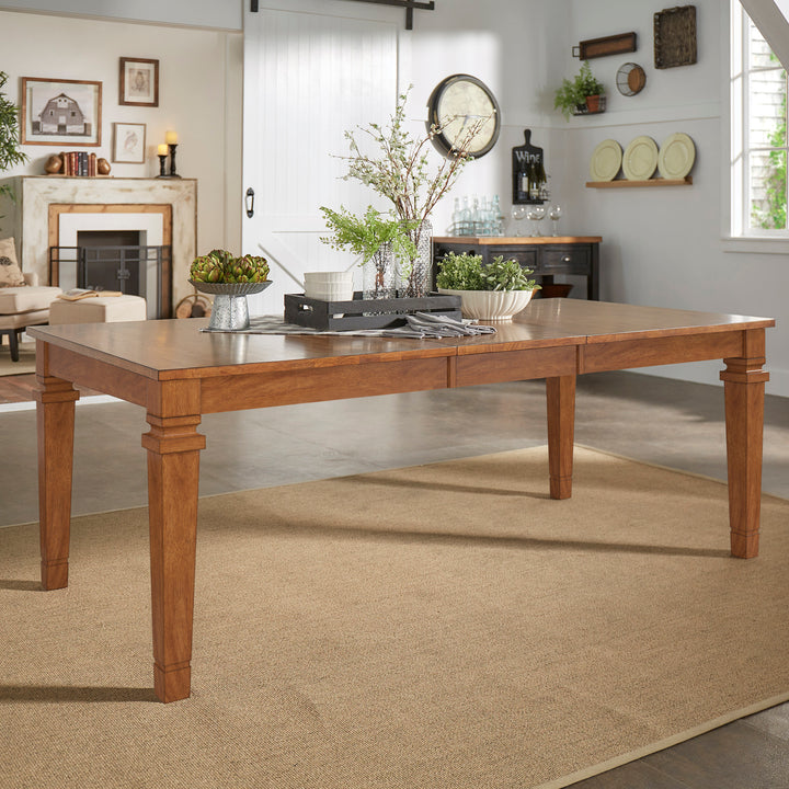 Solid Wood 64-82" Extendable Dining Table - Oak Finish