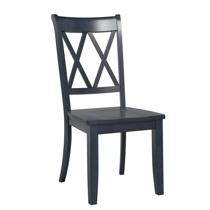 Double X Back Wood Dining Chairs (Set of 2) - Antique Dark Denim Finish