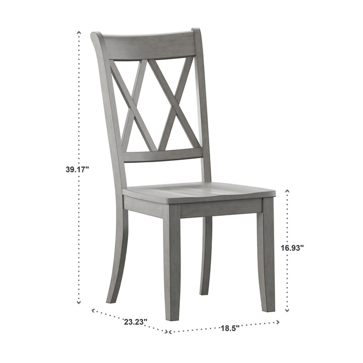 Double X Back Wood Dining Chairs (Set of 2) - Antique Grey Finish