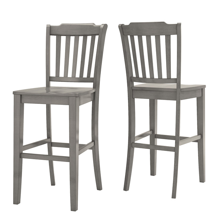 Slat Back Bar Height Chairs (Set of 2) - Antique Grey Finish