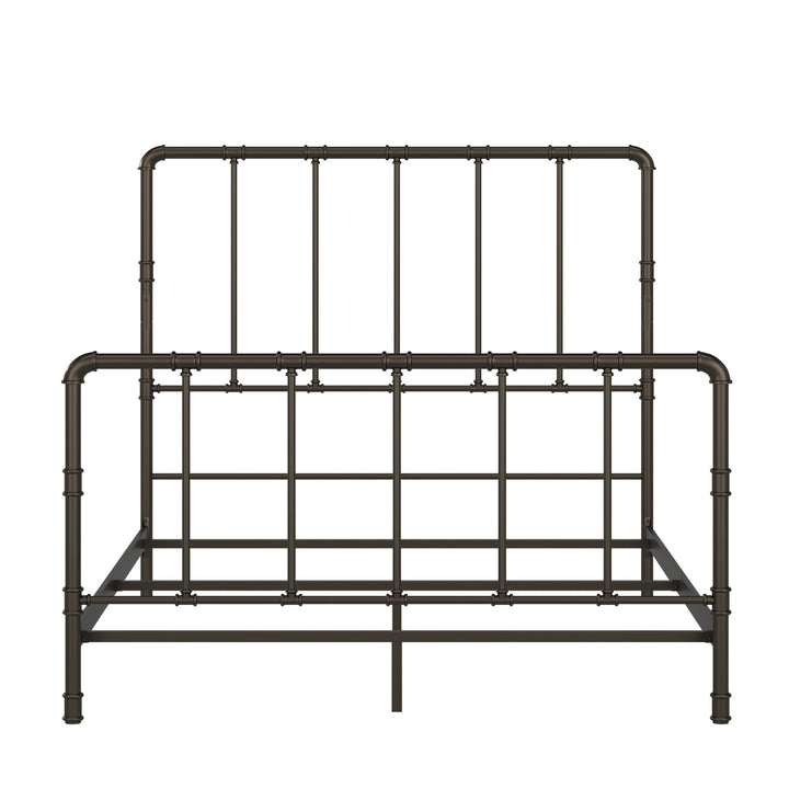 Antique Industrial Lines Iron Metal Bed - Bronze, Queen