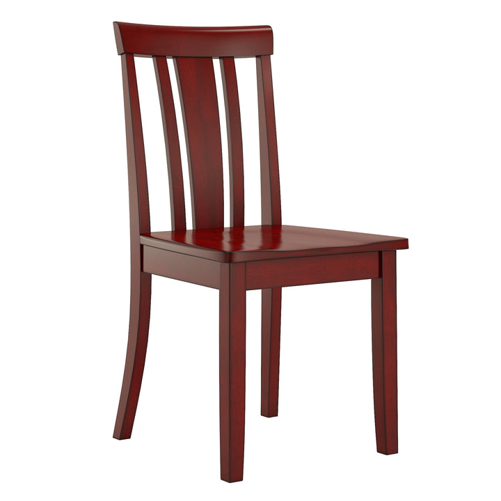 Two-Tone Round 5-Piece Dining Set - Antique Berry Finish, Slat Back Chairs