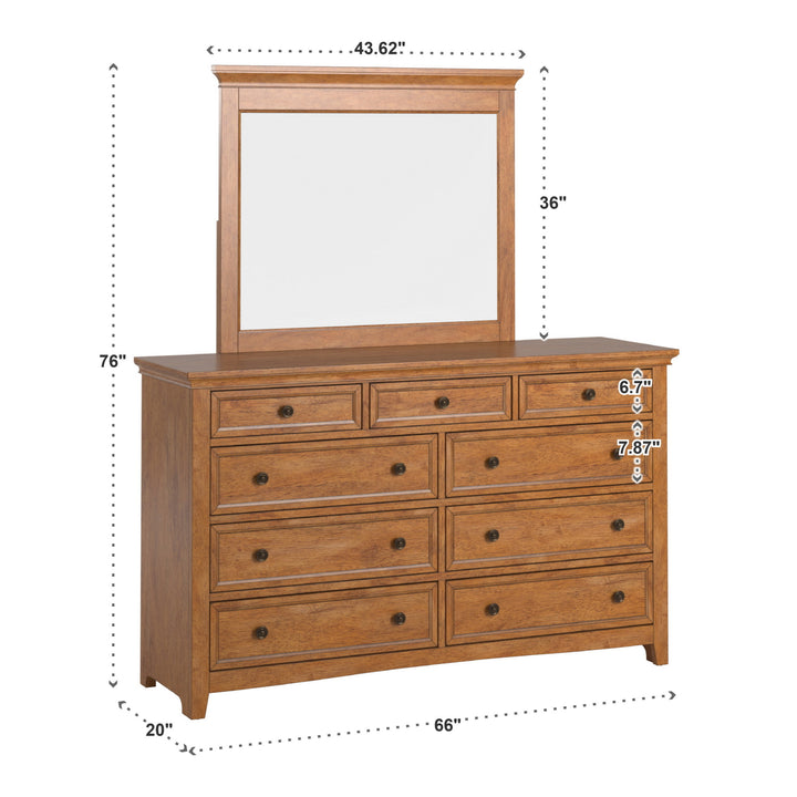 9-Drawer Wood Modular Storage Dresser - Oak Finish, Dresser and Mirror Set