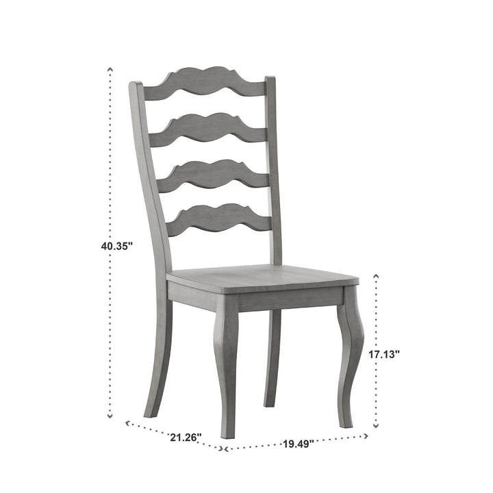 French Ladder Back Wood Dining Chairs (Set of 2) - Antique Grey