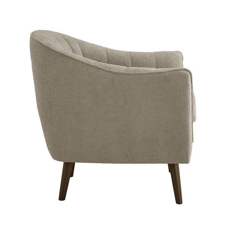 Mid-Century Modern Channel-Tufted Accent Chair with Removable Cushion Cover - Taupe