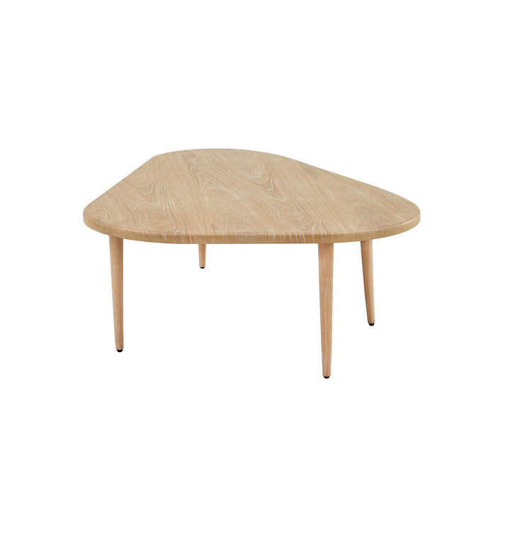 Wood Finish Teardrop 3 Legs Nesting Coffee Tables - Natural Finish