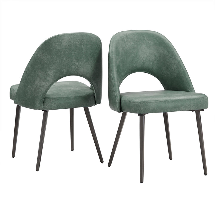 Upholstered Dining Chairs (Set of 2) - Teal PU Leather