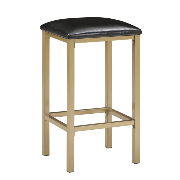 Counter Height Metal Table Set with Faux Marble Top - Gold Finish Base and Black Faux Marble Top