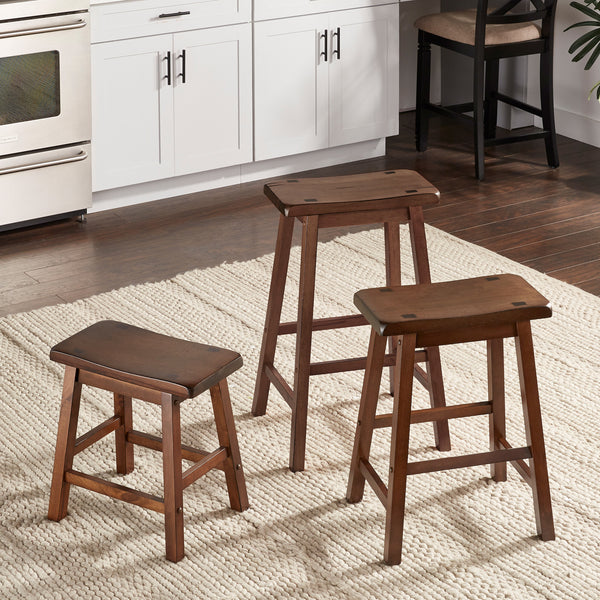 Set Of 2, Saddleback Warm Cherry Finish 24"H Stool