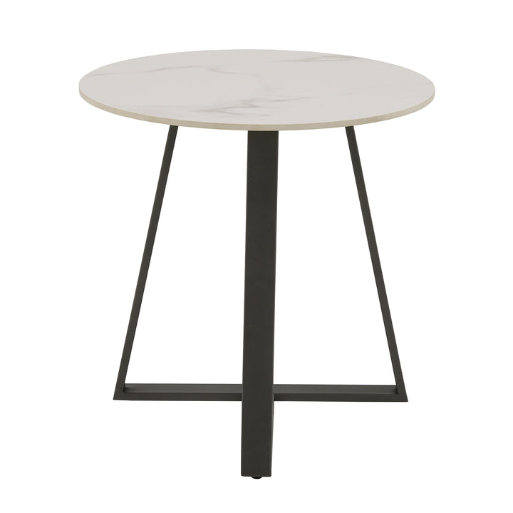 Glossy Sintered Stone with Gray Metal Base Table - White Top