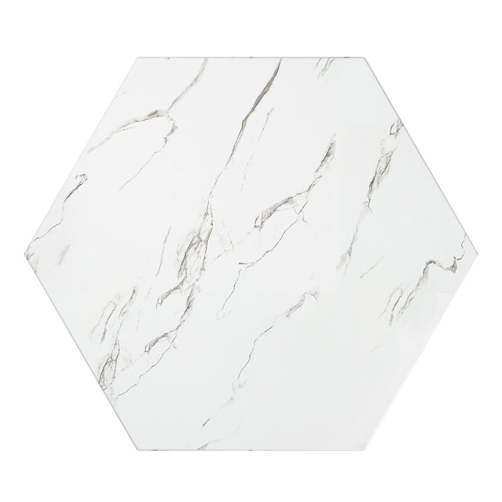 Faux Marble Table - White, Hexagon, End and Coffee Table Set