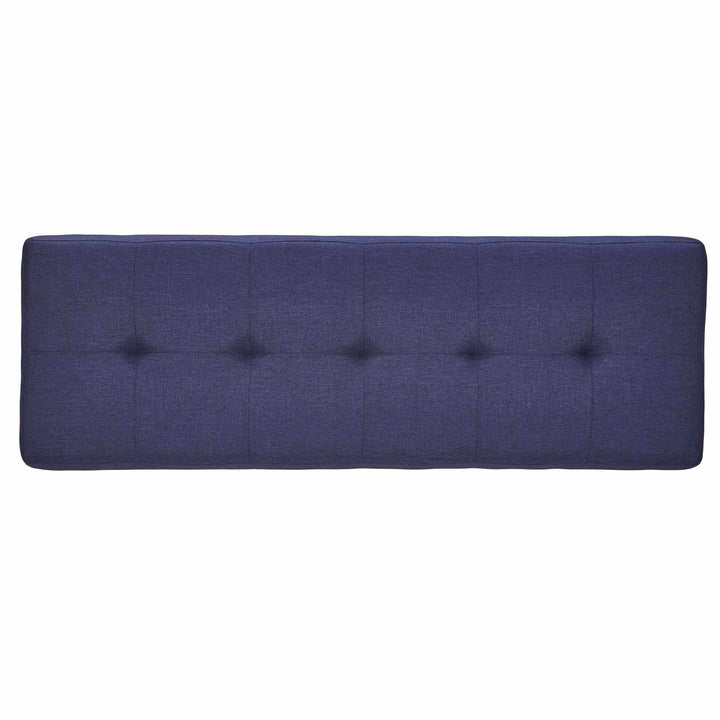 Oak Angled Leg Linen Dining Bench - Twilight Blue