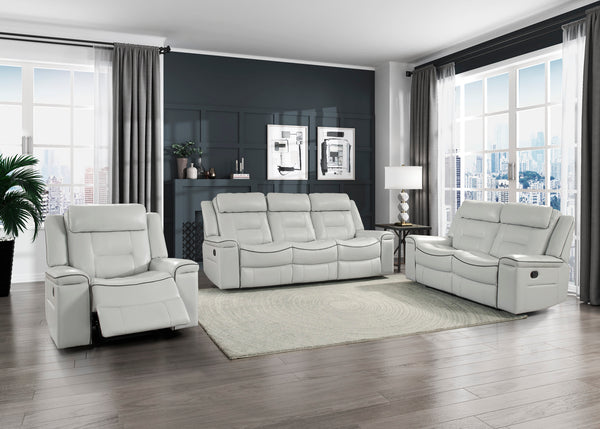 Double Lay Flat Reclining Loveseat, Light Grey