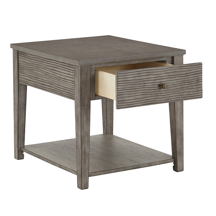 Antique Grey Finish Grey Fiber Cement Table with Self - Coffee and End Table Set