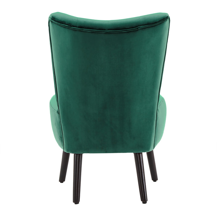 22.5" Wide Tufted Accent Chair - Green Velvet with Brown Legs